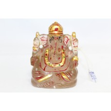Hand crafted Natural rose quartz stone God Ganesha Idol Decorative A 245